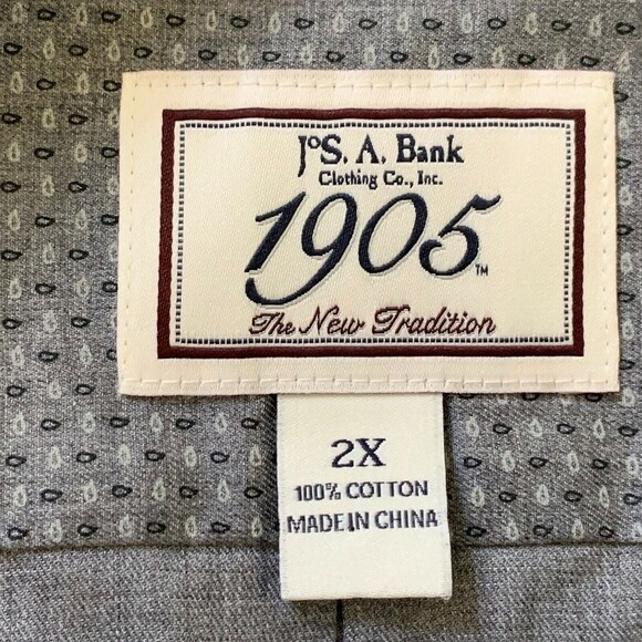 Jos A Bank 1905 Dress Shirt Mens 2X Dark Gray Pattern Cotton - Picture 5 of 5